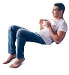 Man drinking coffee people png (8330) - miniature