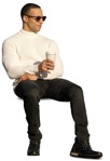 Man drinking coffee people png (11427) - miniature