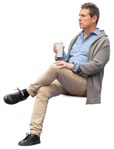 Man drinking coffee people png (12207) - miniature
