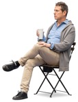 Man drinking coffee people png (12210) - miniature