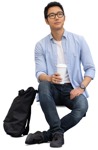 Man drinking coffee people png (12393) - miniature