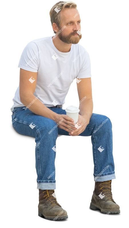 Man drinking coffee human png (13581)
