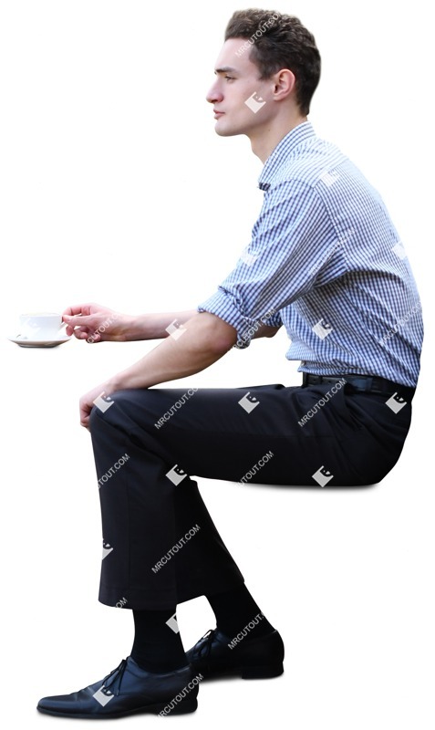 Man drinking coffee cut out people (13510)