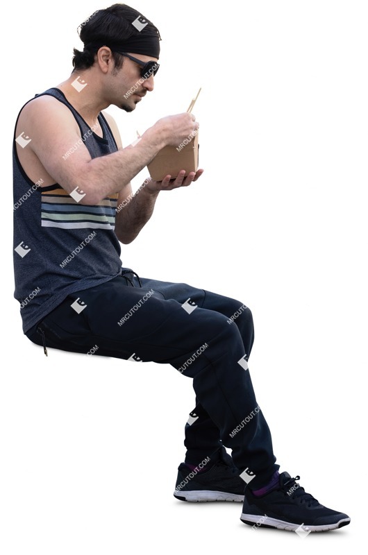 Man eating seated people png (15046)