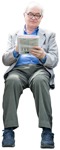 Man elderly  reading a newspaper  (3868) - miniature