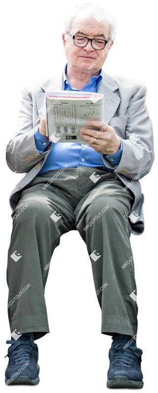 Man elderly  reading a newspaper people png (3868)