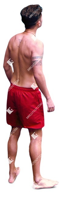 Man in a swimsuit standing entourage people (7646)