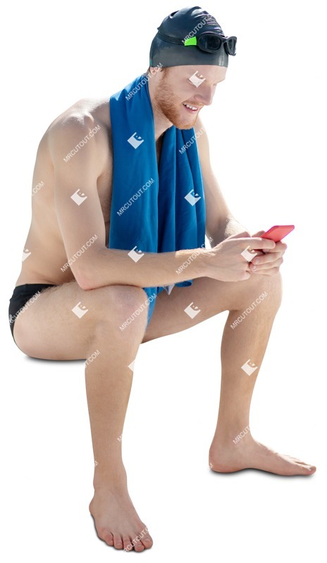 Man in a swimsuit writing people png (8747)