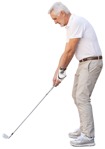 Cutout man playing golf - senior golfer in white shirt people png  - miniature