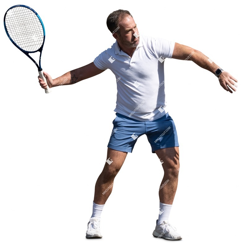 Man playing tennis cut out people (16445)