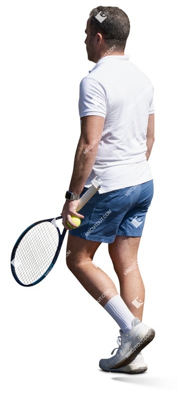 Man playing tennis cut out people (17076)