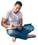Man reading a book people png (8329) - miniature