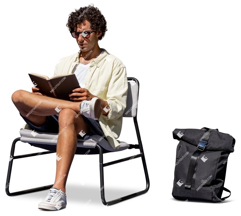 Man reading a book cut out people (13944)