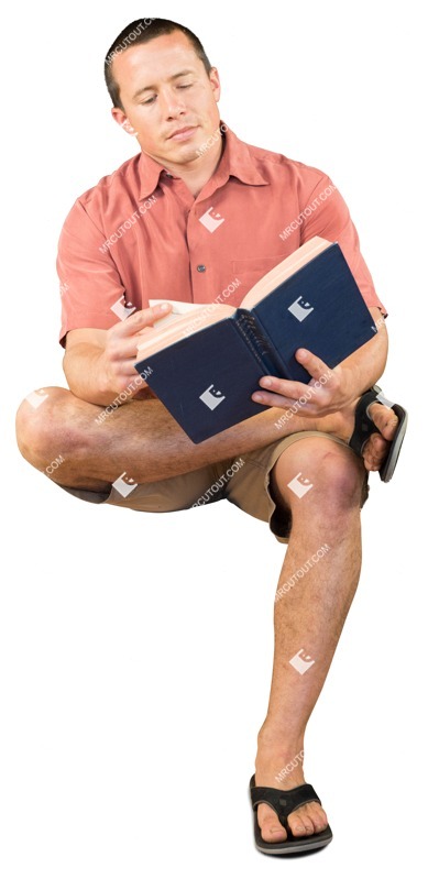 Man reading a book sitting people png (2070)