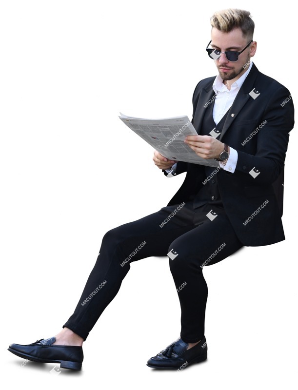Man reading a newspaper people png (7613)