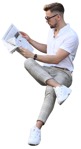 Man reading a newspaper human png (8144) - miniature