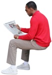 Man reading a newspaper png people (8638) - miniature