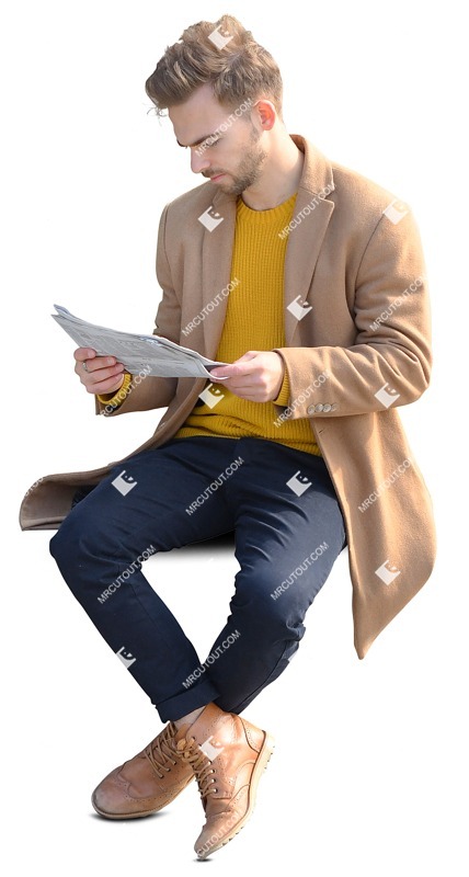 Man reading a newspaper human png (9896)