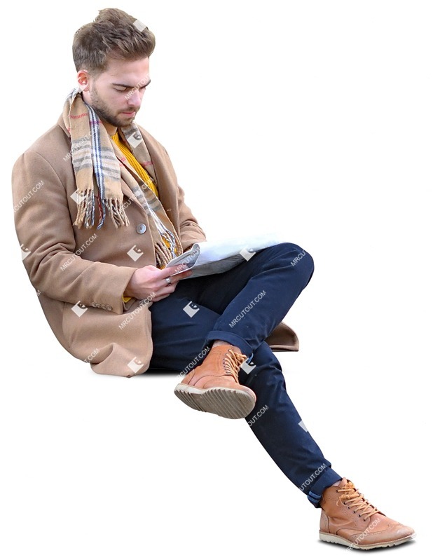 Man reading a newspaper png people (9890)