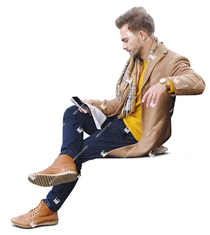 Man reading a newspaper png people (9889)
