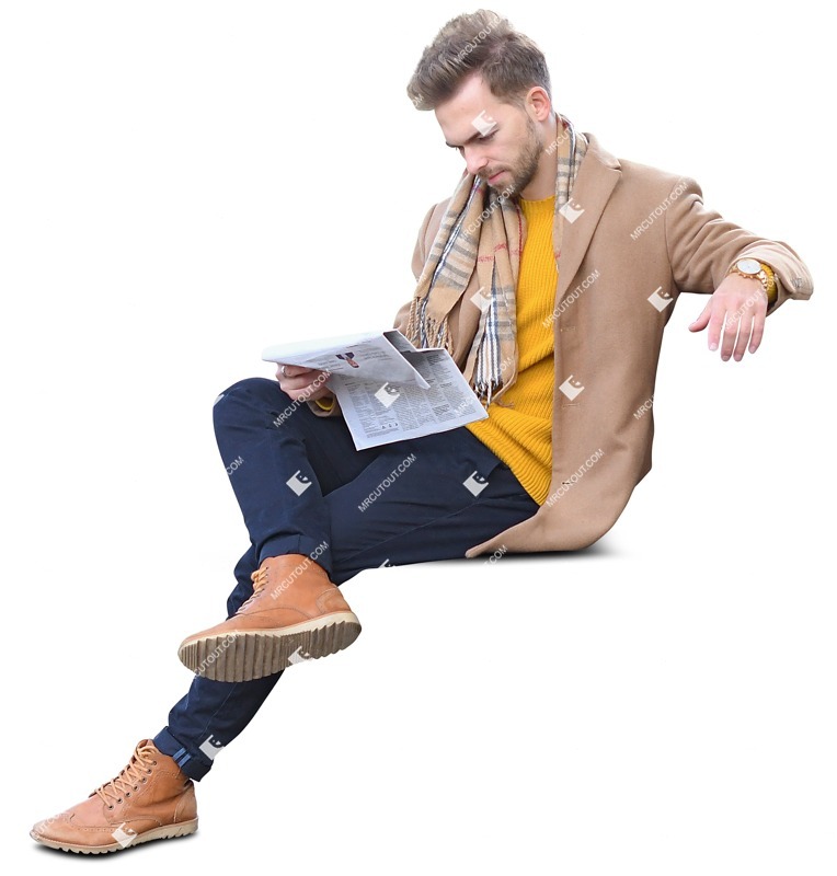 Man reading a newspaper png people (9888)