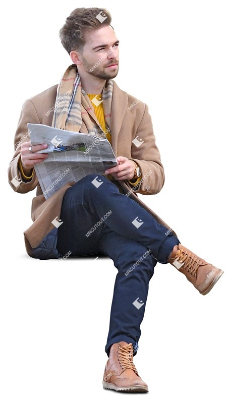 Man reading a newspaper png people (9887)
