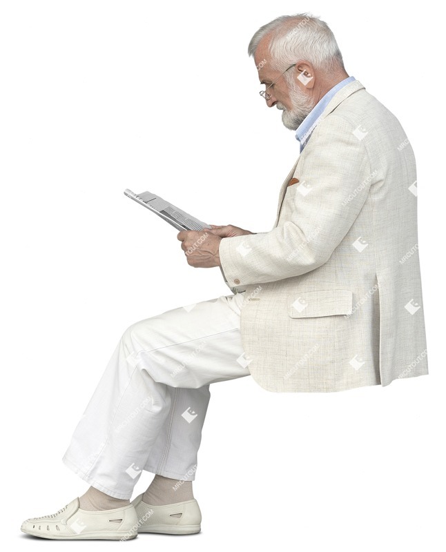 Man reading a newspaper people png (12009)