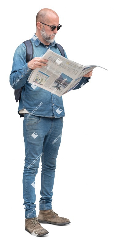 Man reading a newspaper people png (13644)