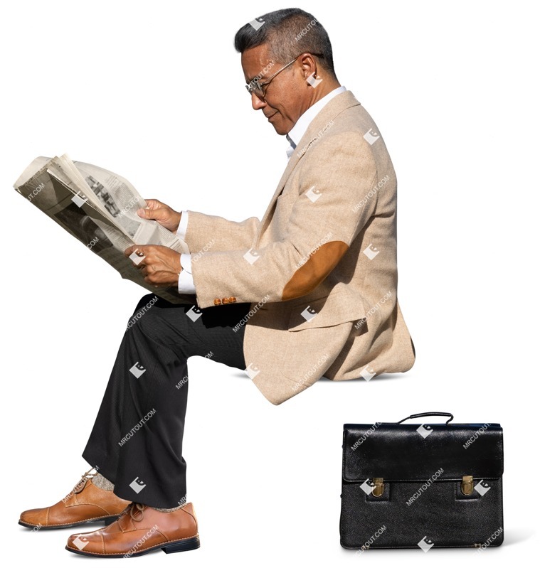 Man reading a newspaper people cutouts (14822)