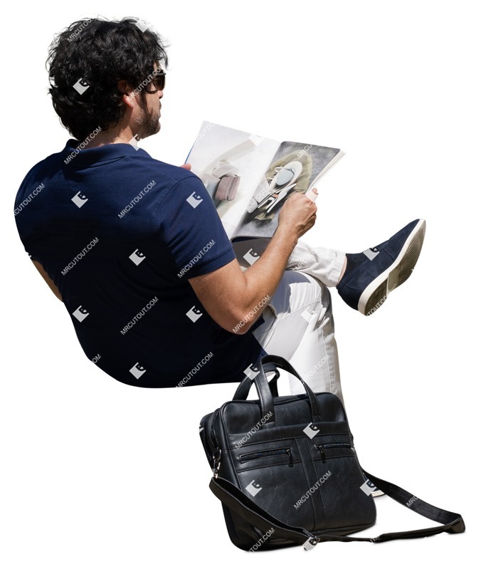 Man reading a newspaper people png (15384)