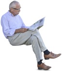 Cut out people - Elderly Reading A Newspaper Sitting 0005 | MrCutout.com - miniature