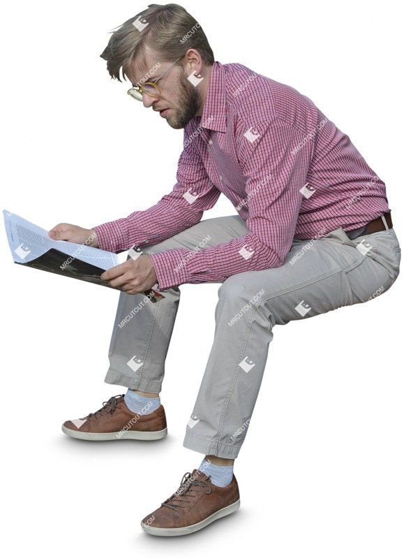 Man reading a newspaper human png (3782)