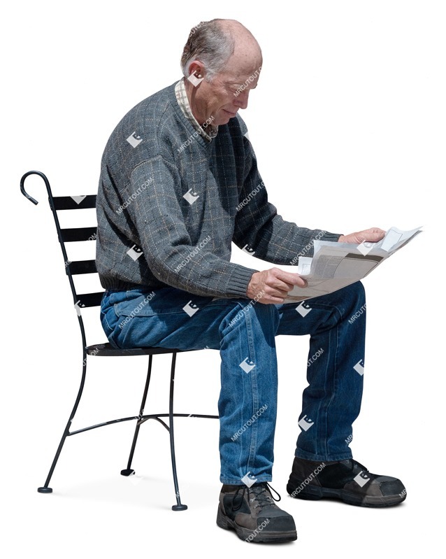 Man reading a newspaper people png (19623)