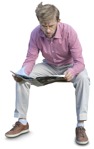 Man reading a newspaper sitting people png (4267) - miniature