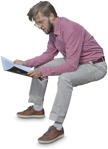 Man reading a newspaper sitting human png (3640) - miniature