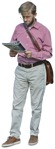 Man reading a newspaper standing cut out pictures (2780) - miniature
