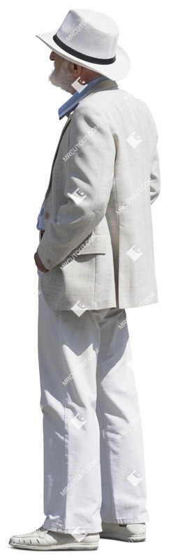 The back angle view of an elder elegant man looking at something - people png
