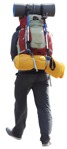 Cutout people hiker tourist walking with a big travel backpack | MrCutout.com - miniature