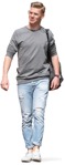Person png Caucasian man casual clothing walking in sunlight - miniature