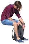 Man with a baggage sitting people png (8390) - miniature