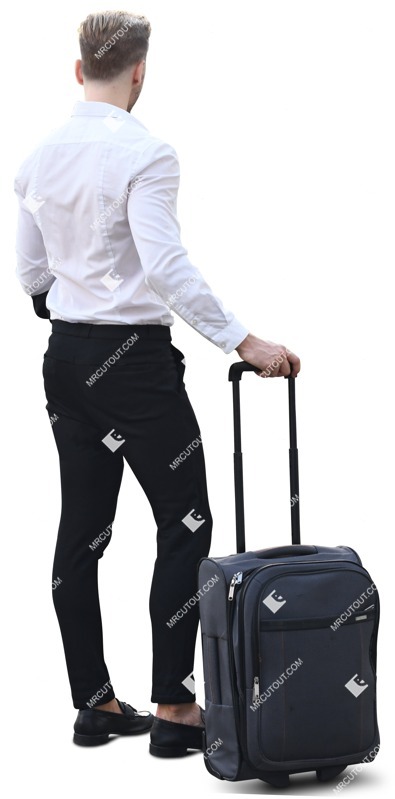 Man with a baggage standing people png (7632)