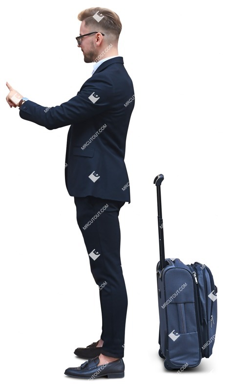 Man with a baggage standing people png (8528)