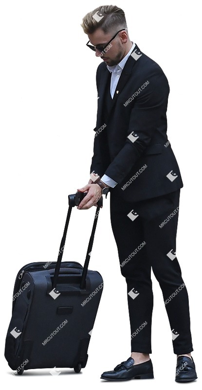 Man with a baggage standing people png (8527)