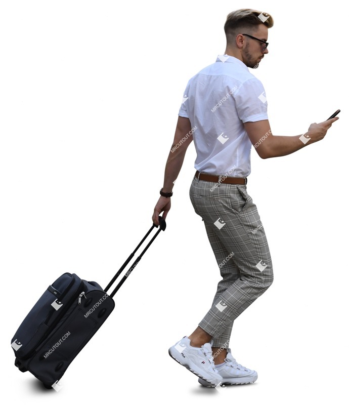 Man with a baggage walking people png (7170)