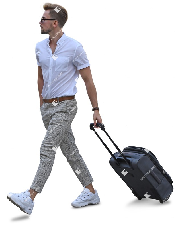 Man with a baggage walking people png (8106)