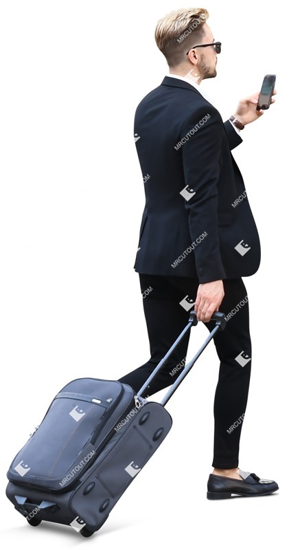 Man with a baggage walking people png (7633)