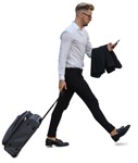 Man with a baggage walking entourage people (8155) - miniature