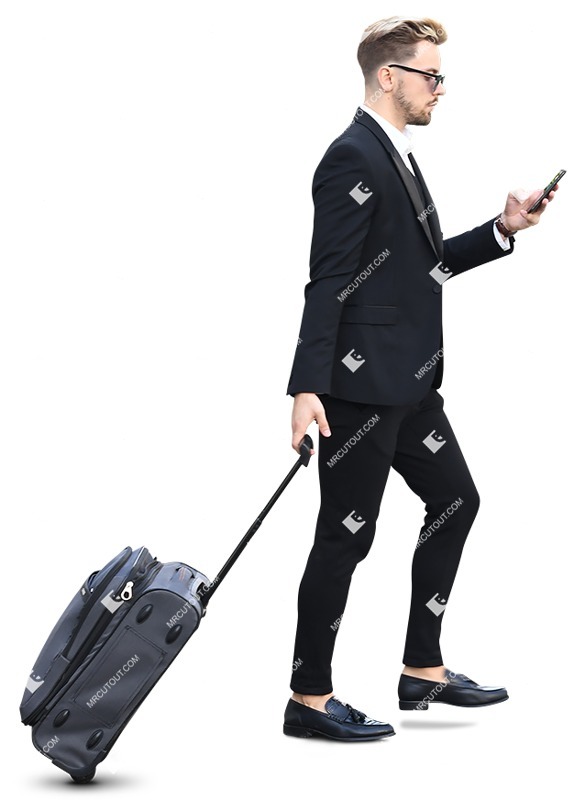 Man with a baggage writing people png (7818)