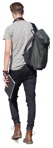 Walking people young man with backpack and notebook people png | MrCutout.com - miniature