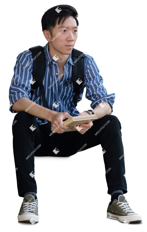 Man with a book sitting people png (20020)